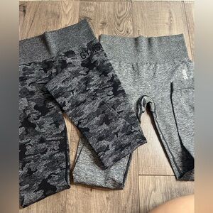 Gymshark Gray Camo & Heathered Gray Leggings bunddle